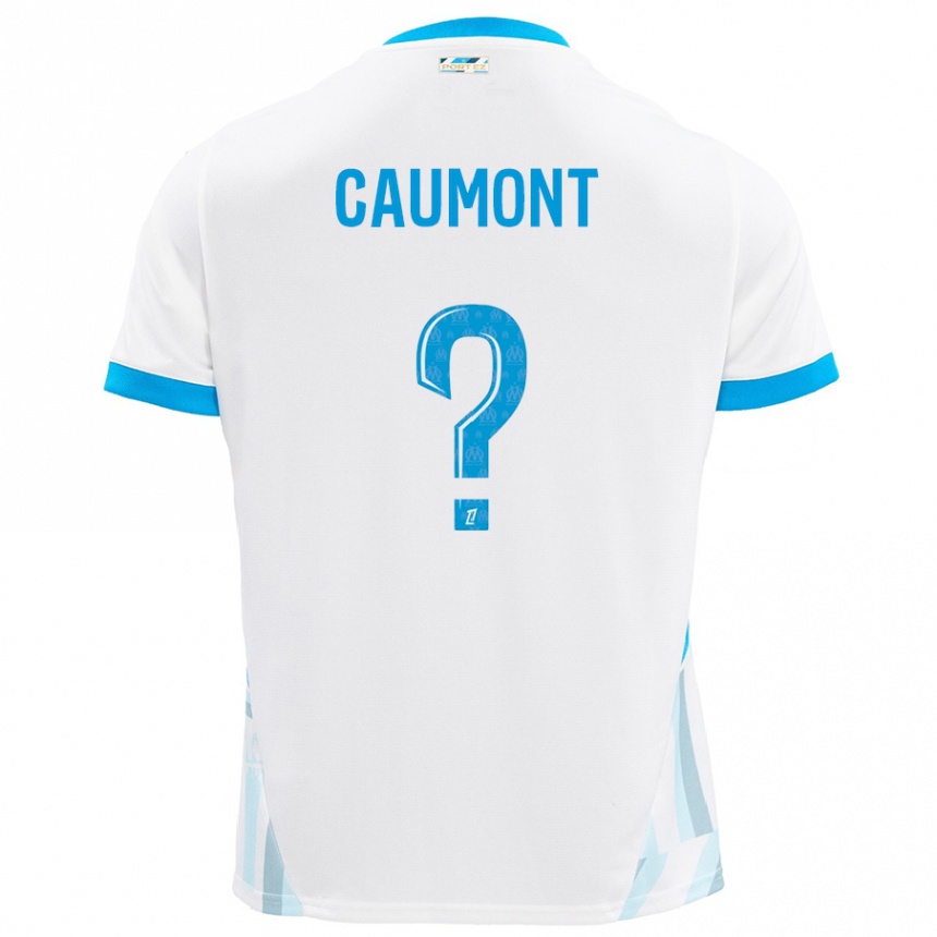 Kids Football Enzo Caumont #0 White Sky Blue Home Jersey 2024/25 T-Shirt Uk