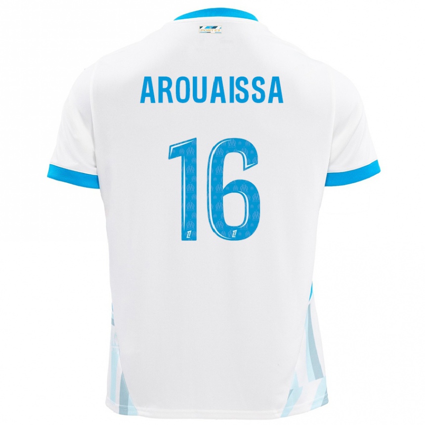 Kids Football Ines Arouaissa #16 White Sky Blue Home Jersey 2024/25 T-Shirt Uk