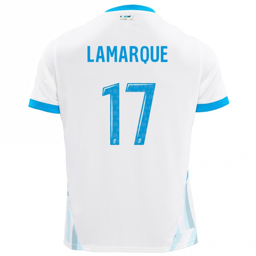 Kids Football Alais Lamarque #17 White Sky Blue Home Jersey 2024/25 T-Shirt Uk