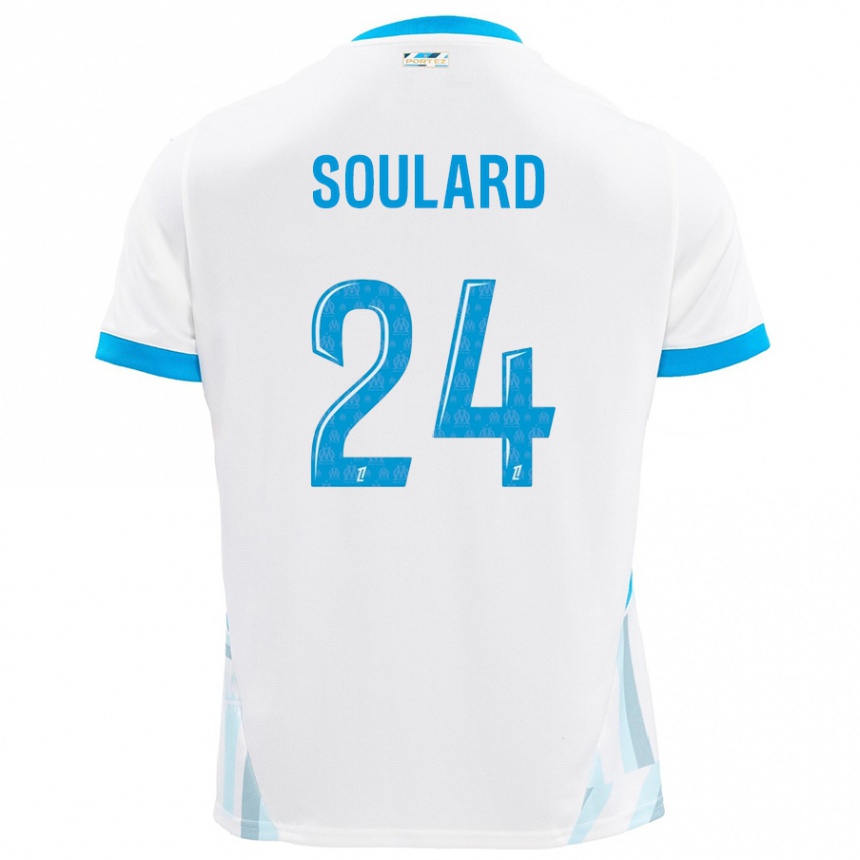 Kids Football Amandine Soulard #24 White Sky Blue Home Jersey 2024/25 T-Shirt Uk