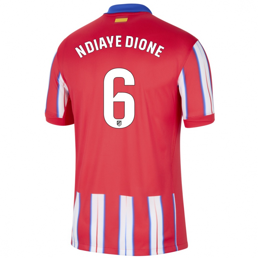 Kids Football Assane Ndiaye Dione #6 Red White Blue Home Jersey 2024/25 T-Shirt Uk