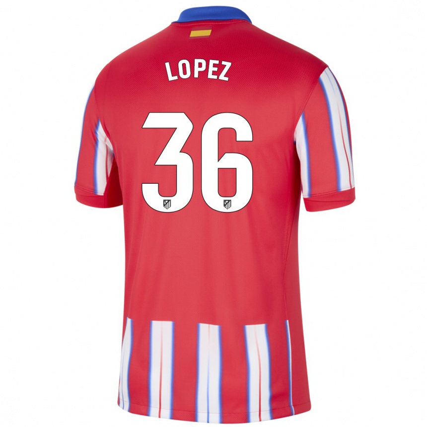 Kids Football David Lopez #36 Red White Blue Home Jersey 2024/25 T-Shirt Uk