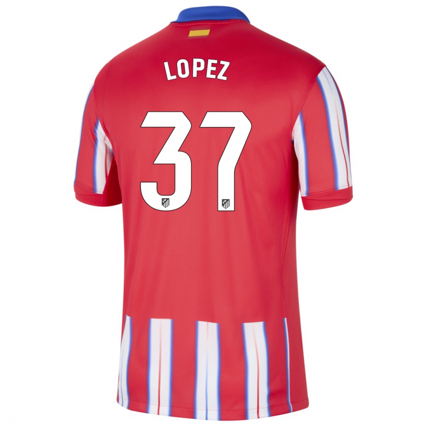 Kids Football Alex Lopez #37 Red White Blue Home Jersey 2024/25 T-Shirt Uk