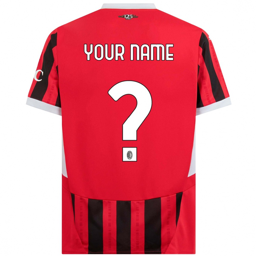 Kids Football Your Name #0 Red Black Home Jersey 2024/25 T-Shirt Uk