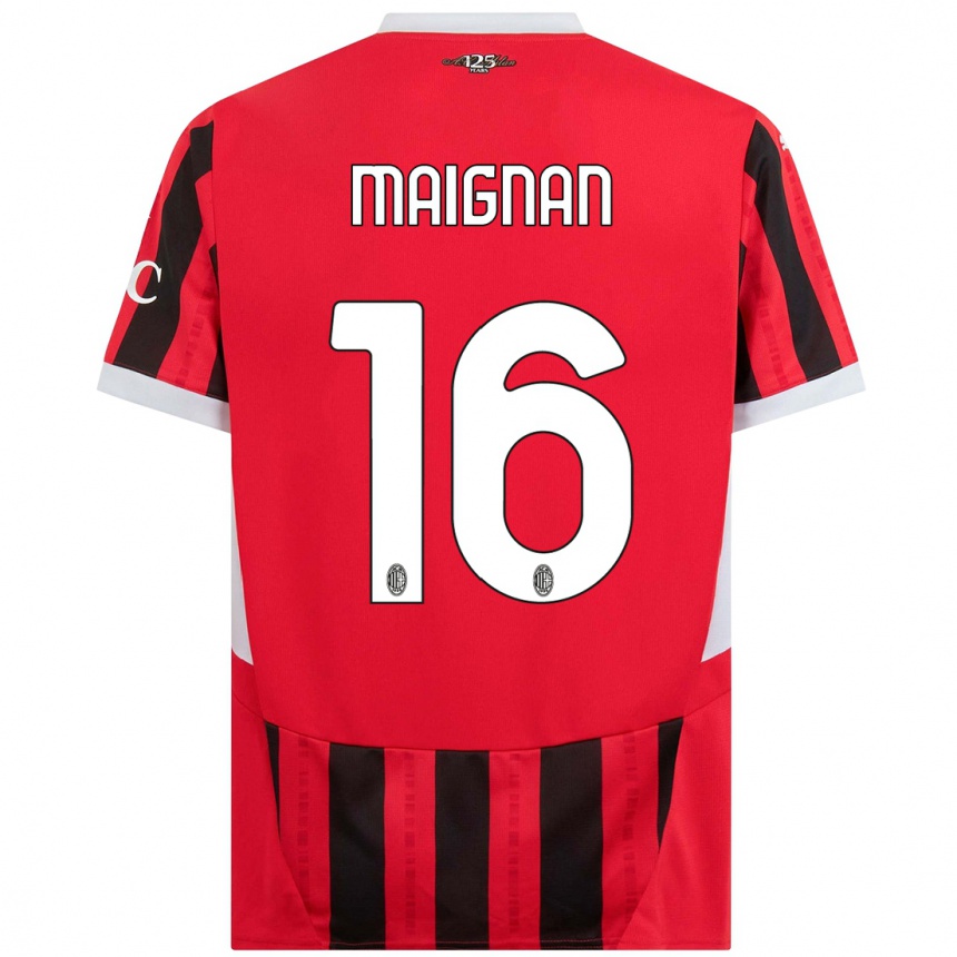 Kids Football Mike Maignan #16 Red Black Home Jersey 2024/25 T-Shirt Uk