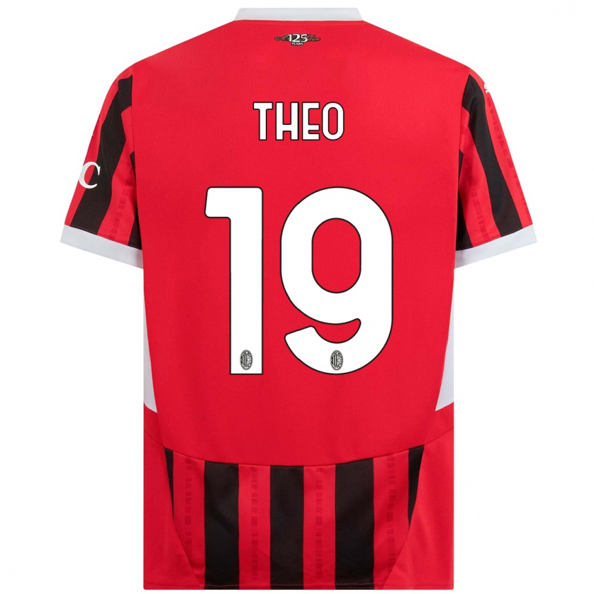 Kids Football Theo Hernandez #19 Red Black Home Jersey 2024/25 T-Shirt Uk