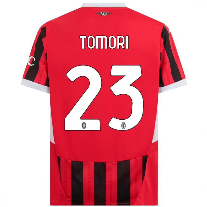 Kids Football Fikayo Tomori #23 Red Black Home Jersey 2024/25 T-Shirt Uk