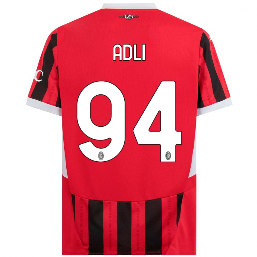 Kids Football Yacine Adli #94 Red Black Home Jersey 2024/25 T-Shirt Uk