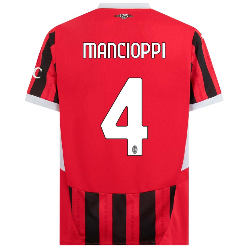 Kids Football Tommaso Mancioppi #4 Red Black Home Jersey 2024/25 T-Shirt Uk