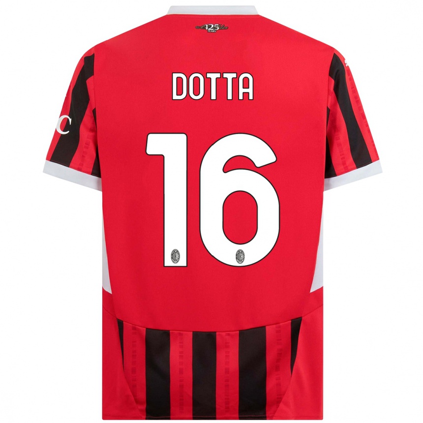 Kids Football Cristiano Dotta #16 Red Black Home Jersey 2024/25 T-Shirt Uk