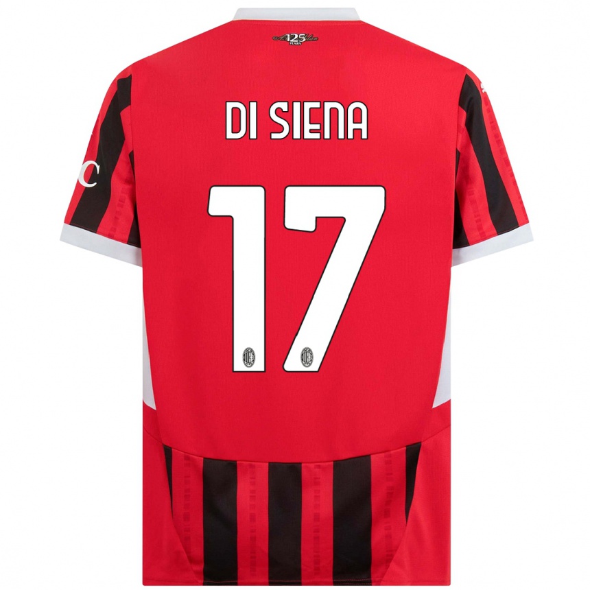 Kids Football Andrea Di Siena #17 Red Black Home Jersey 2024/25 T-Shirt Uk