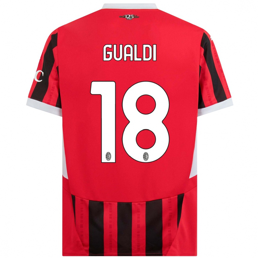 Kids Football Andrea Gualdi #18 Red Black Home Jersey 2024/25 T-Shirt Uk