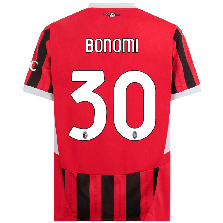 Kids Football Alessandro Bonomi #30 Red Black Home Jersey 2024/25 T-Shirt Uk