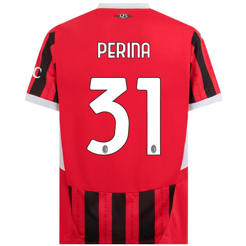 Kids Football Gioele Perina #31 Red Black Home Jersey 2024/25 T-Shirt Uk