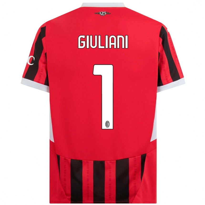 Kids Football Laura Giuliani #1 Red Black Home Jersey 2024/25 T-Shirt Uk