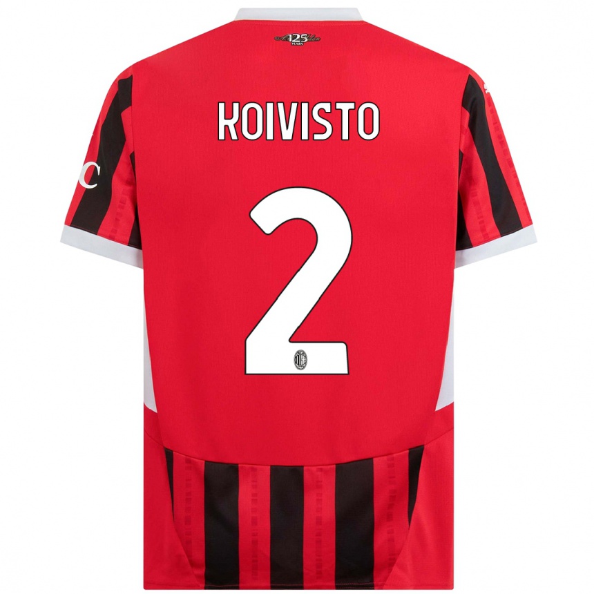 Kids Football Emma Koivisto #2 Red Black Home Jersey 2024/25 T-Shirt Uk