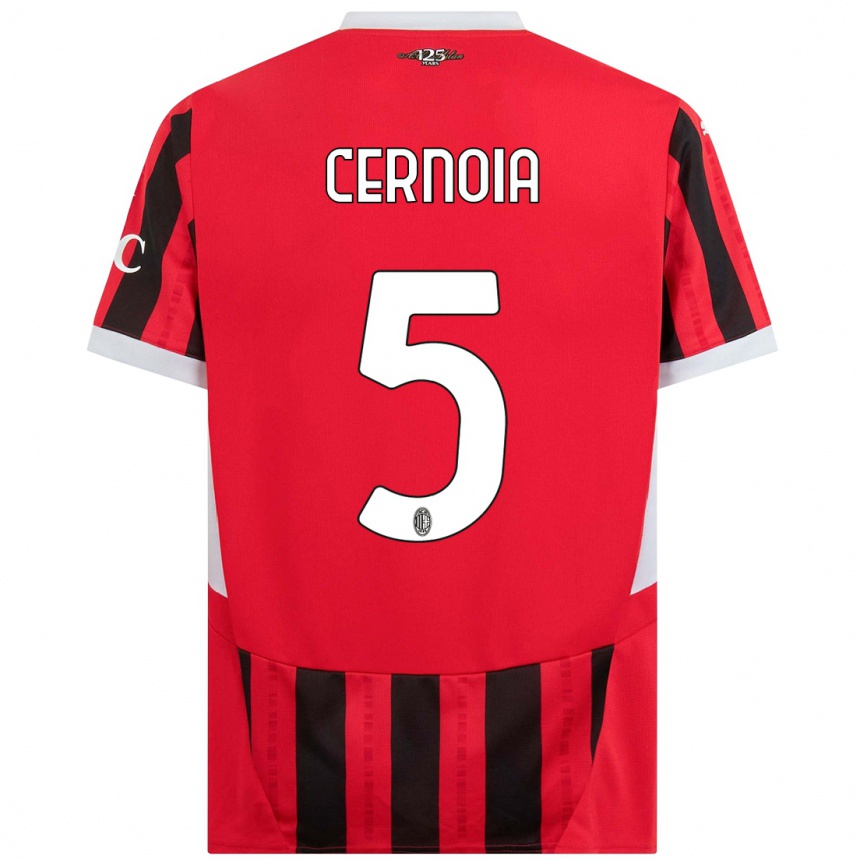 Kids Football Valentina Cernoia #5 Red Black Home Jersey 2024/25 T-Shirt Uk