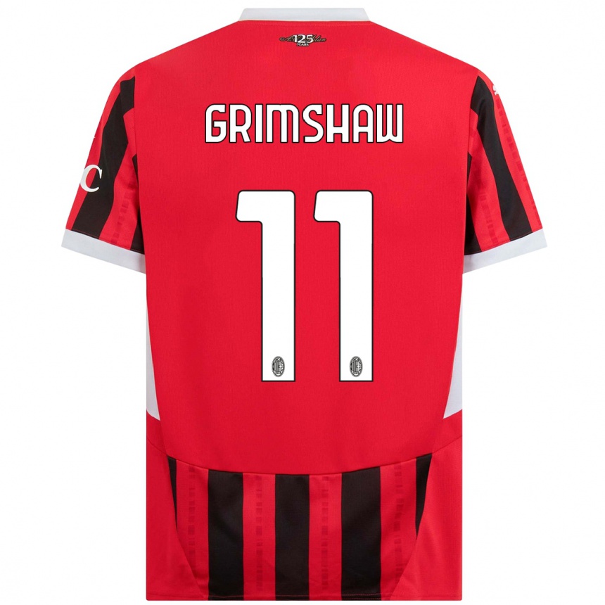 Kids Football Christy Grimshaw #11 Red Black Home Jersey 2024/25 T-Shirt Uk