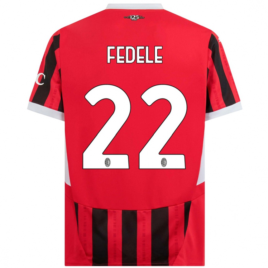 Kids Football Noemi Fedele #22 Red Black Home Jersey 2024/25 T-Shirt Uk