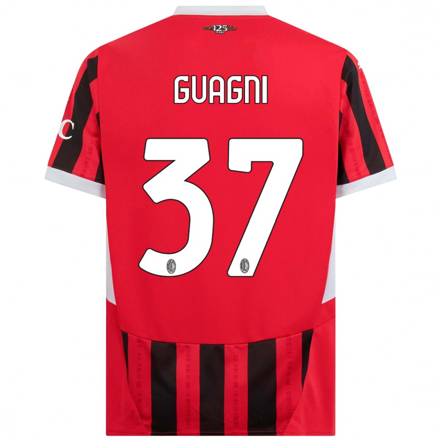 Kids Football Alia Guagni #37 Red Black Home Jersey 2024/25 T-Shirt Uk