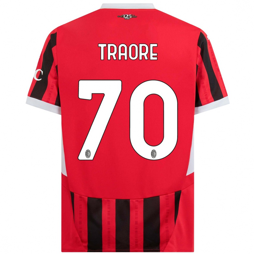 Kids Football Chaka Traore #70 Red Black Home Jersey 2024/25 T-Shirt Uk