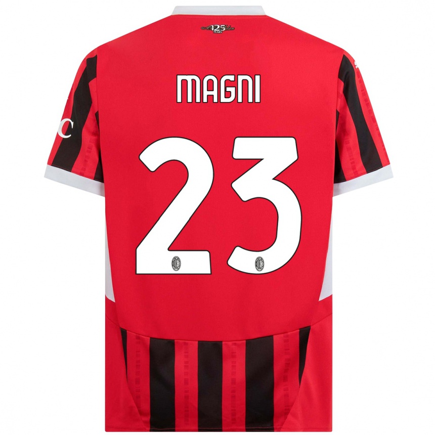 Kids Football Vittorio Magni #23 Red Black Home Jersey 2024/25 T-Shirt Uk