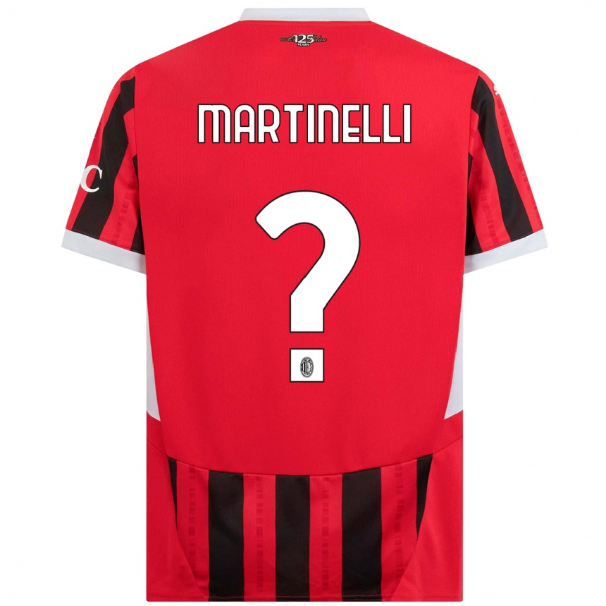 Kids Football Riccardo Martinelli #0 Red Black Home Jersey 2024/25 T-Shirt Uk