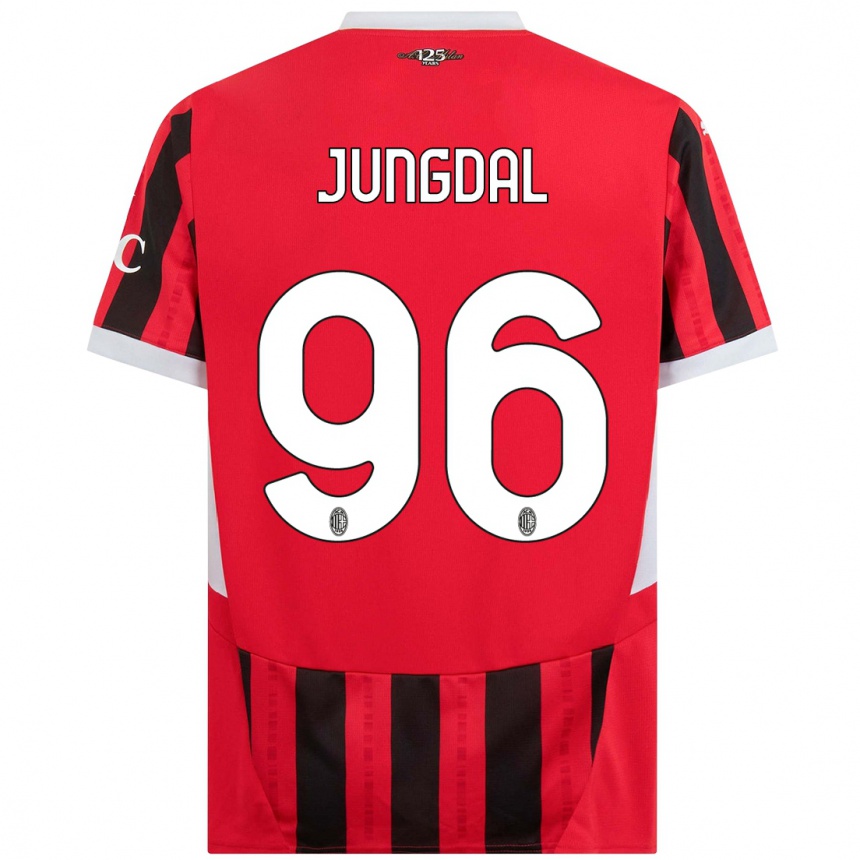 Kids Football Andreas Jungdal #96 Red Black Home Jersey 2024/25 T-Shirt Uk