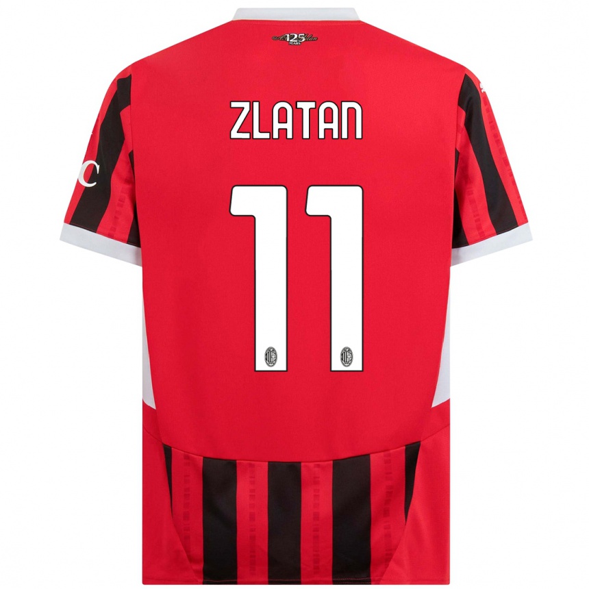 Kids Football Zlatan Ibrahimovic #11 Red Black Home Jersey 2024/25 T-Shirt Uk