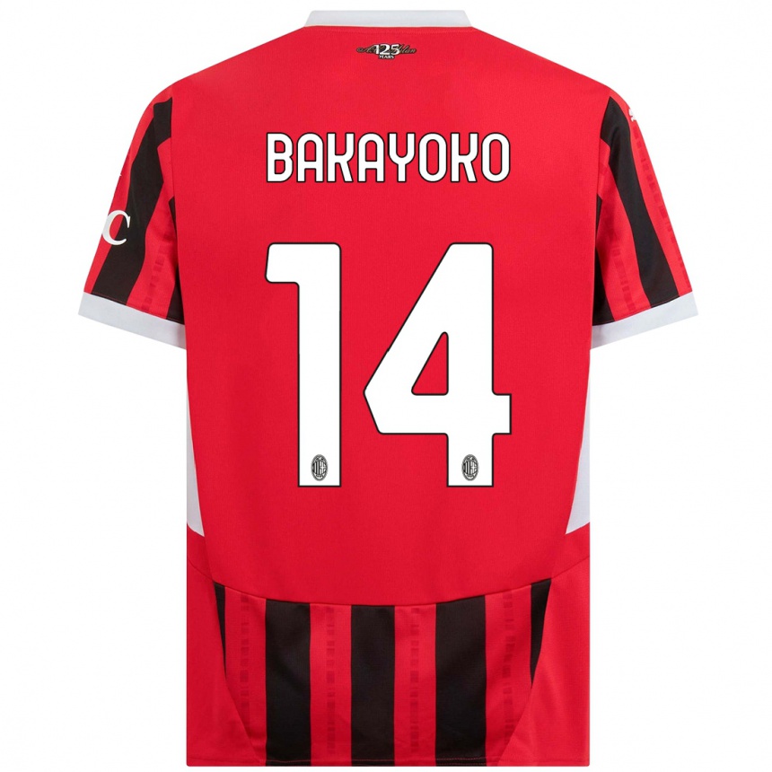 Kids Football Tiemoue Bakayoko #14 Red Black Home Jersey 2024/25 T-Shirt Uk