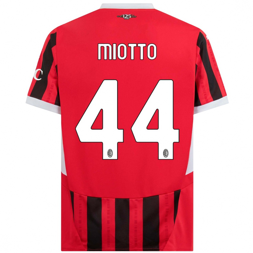 Kids Football Giorgia Miotto #44 Red Black Home Jersey 2024/25 T-Shirt Uk