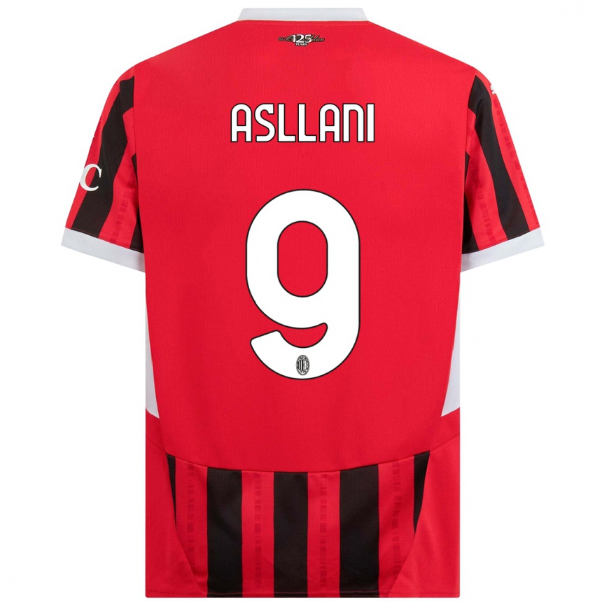 Kids Football Kosovare Asllani #9 Red Black Home Jersey 2024/25 T-Shirt Uk