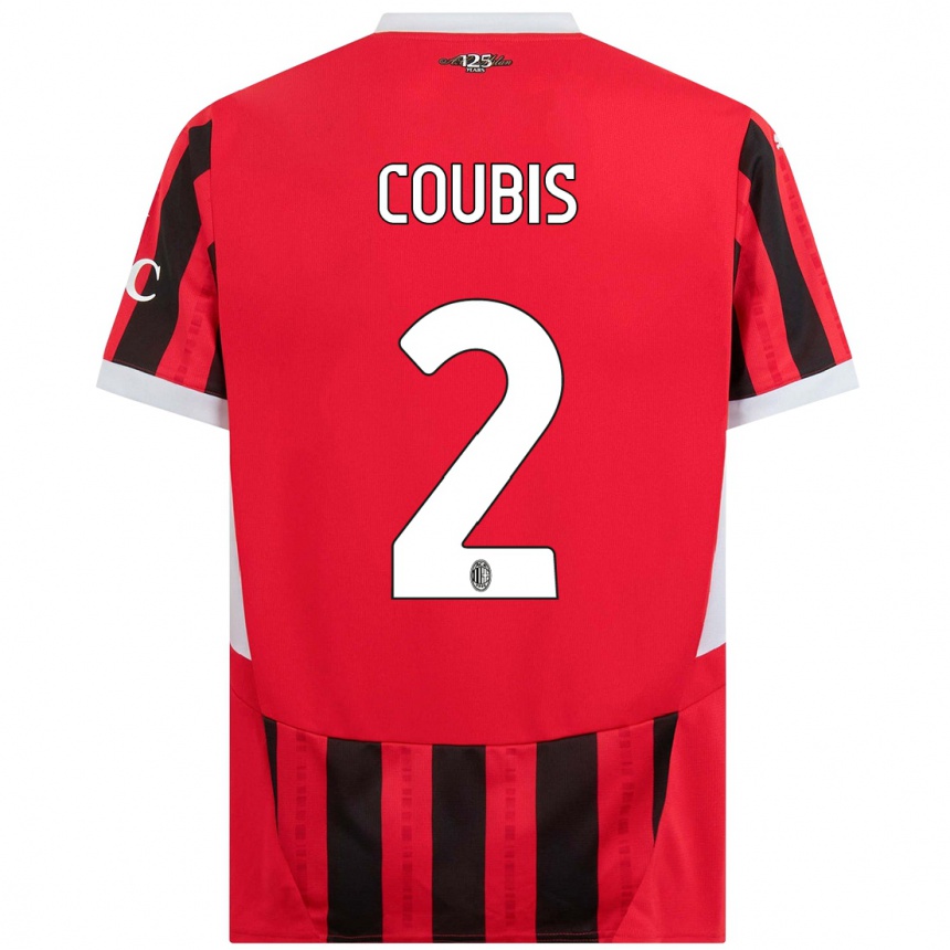 Kids Football Andrei Coubis #2 Red Black Home Jersey 2024/25 T-Shirt Uk