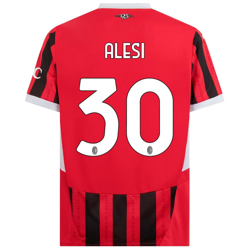 Kids Football Gabriele Alesi #30 Red Black Home Jersey 2024/25 T-Shirt Uk