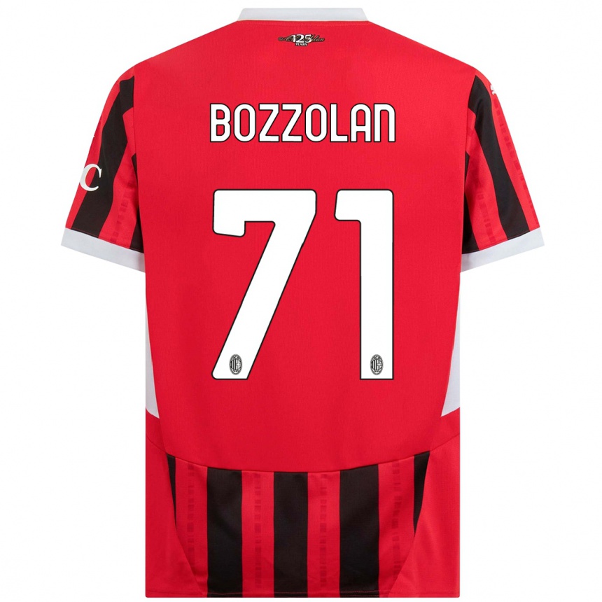 Kids Football Andrea Bozzolan #71 Red Black Home Jersey 2024/25 T-Shirt Uk