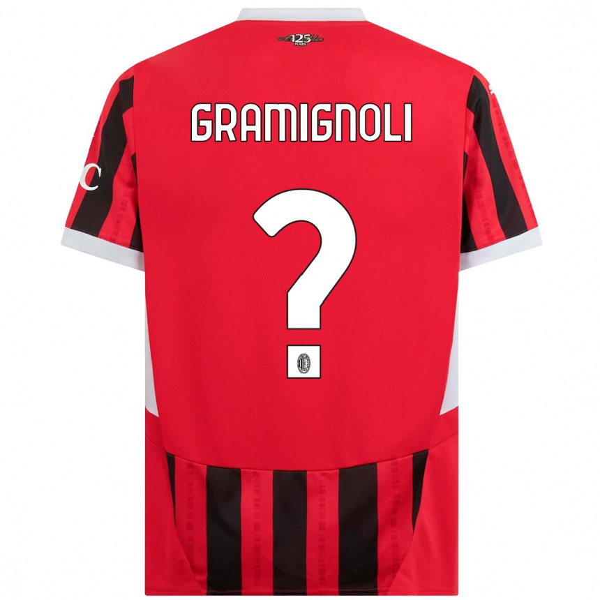 Kids Football Luca Gramignoli #0 Red Black Home Jersey 2024/25 T-Shirt Uk