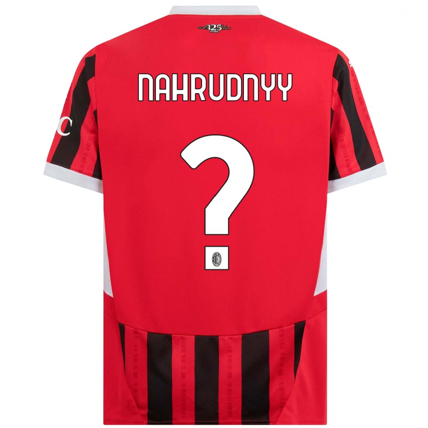 Kids Football Vladislav Nahrudnyy #0 Red Black Home Jersey 2024/25 T-Shirt Uk