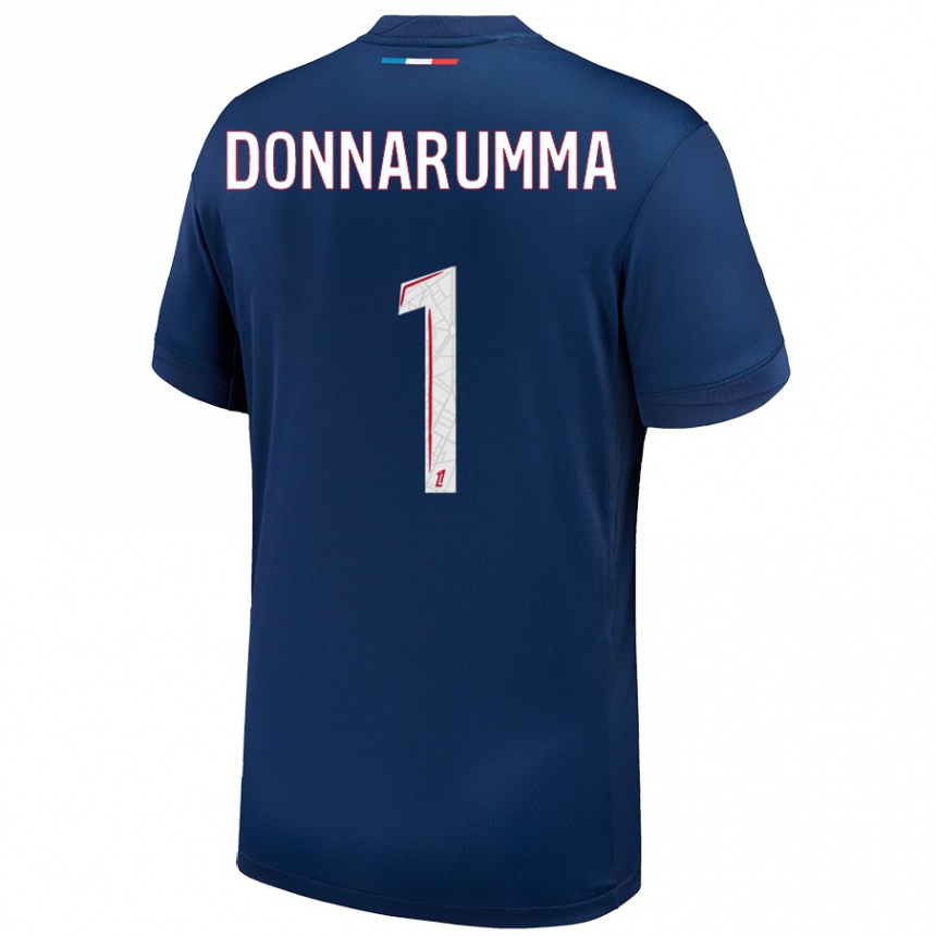 Kids Football Gianluigi Donnarumma #1 Navy Blue White Home Jersey 2024/25 T-Shirt Uk