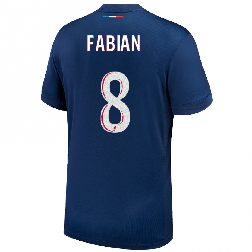 Kids Football Fabian Ruiz #8 Navy Blue White Home Jersey 2024/25 T-Shirt Uk