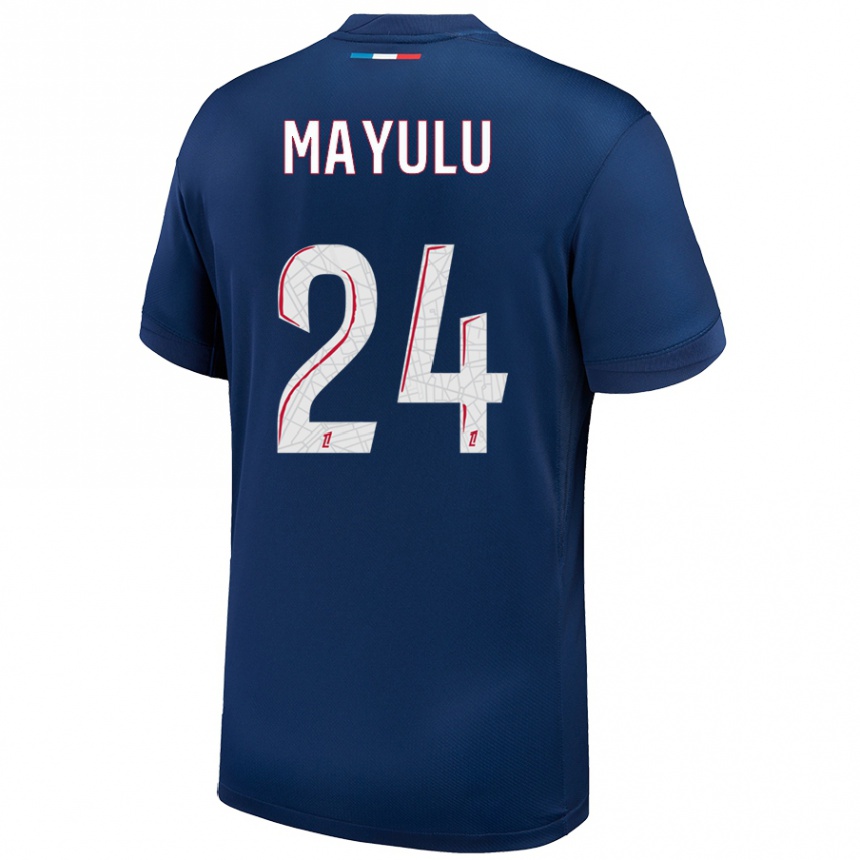 Kids Football Senny Mayulu #24 Navy Blue White Home Jersey 2024/25 T-Shirt Uk