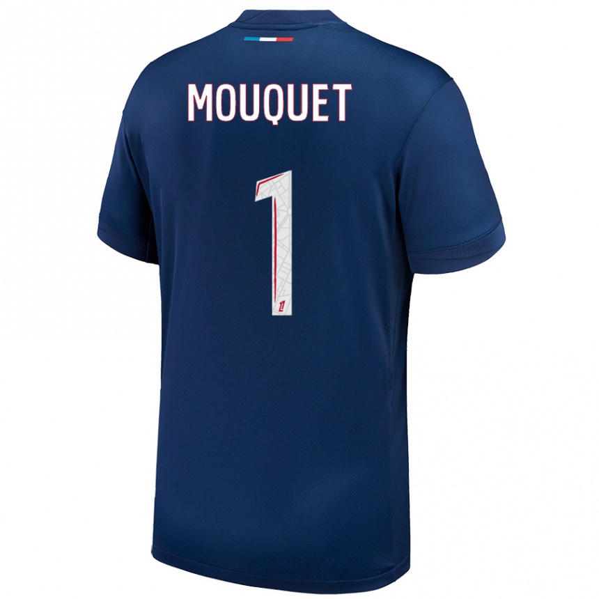 Kids Football Louis Mouquet #1 Navy Blue White Home Jersey 2024/25 T-Shirt Uk