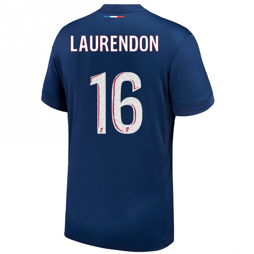 Kids Football Bilal Laurendon #16 Navy Blue White Home Jersey 2024/25 T-Shirt Uk