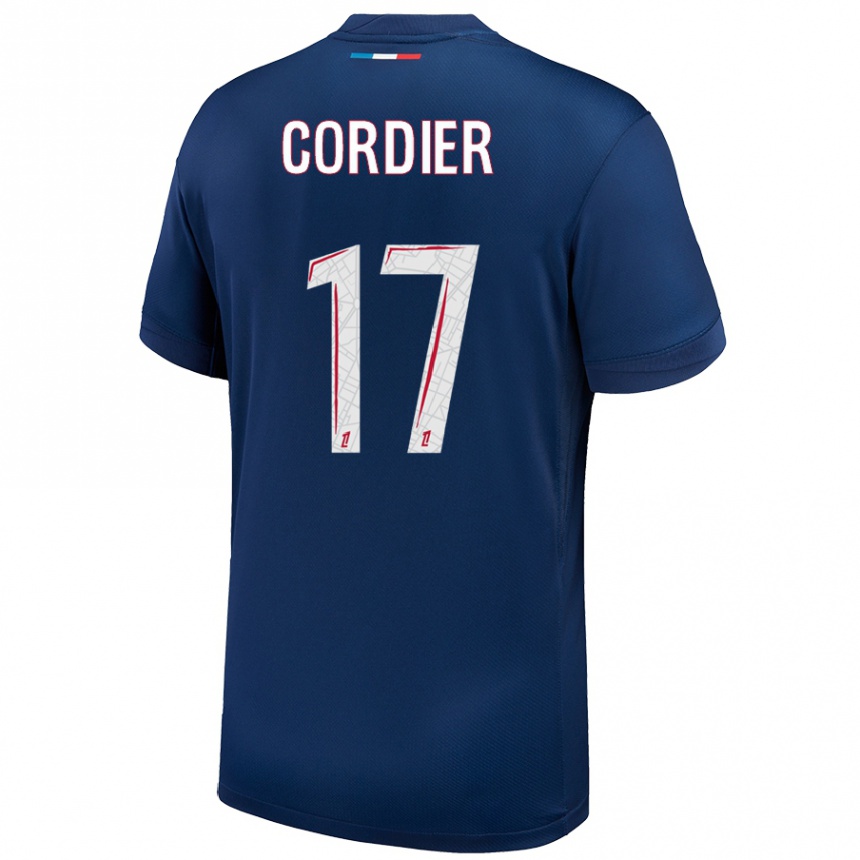 Kids Football Thomas Cordier #17 Navy Blue White Home Jersey 2024/25 T-Shirt Uk