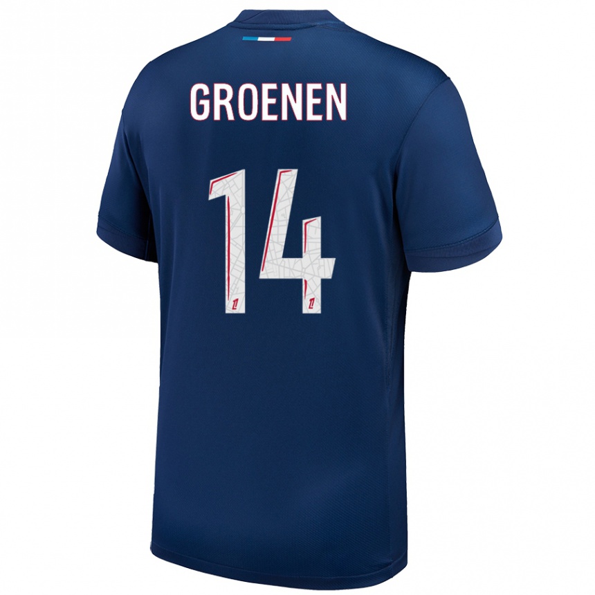 Kids Football Jackie Groenen #14 Navy Blue White Home Jersey 2024/25 T-Shirt Uk