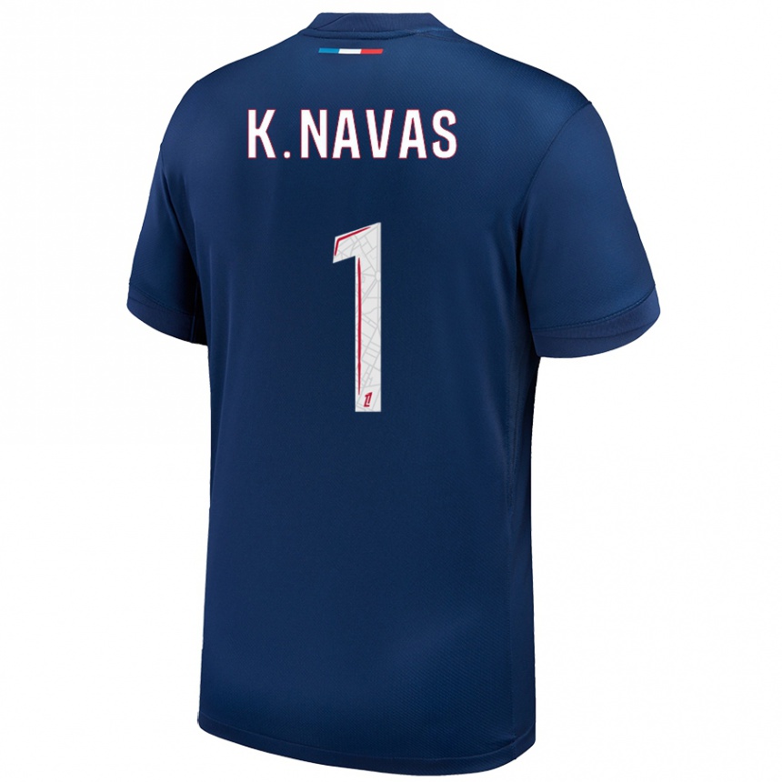 Kids Football Keylor Navas #1 Navy Blue White Home Jersey 2024/25 T-Shirt Uk