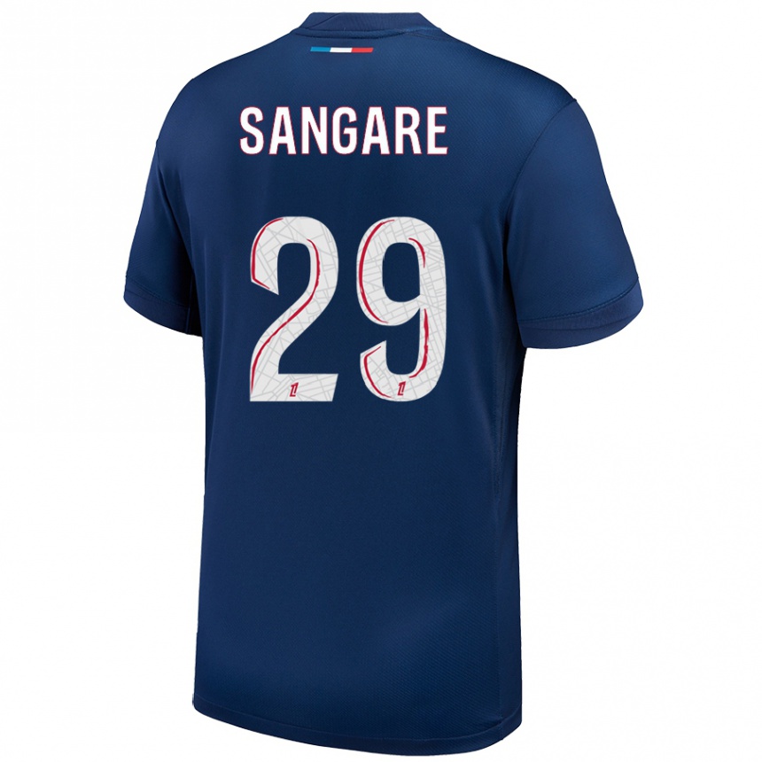 Kids Football Hawa Sangare #29 Navy Blue White Home Jersey 2024/25 T-Shirt Uk