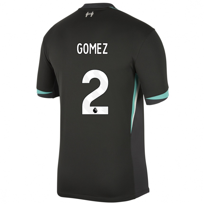 Kids Football Joe Gomez #2 Black Anthracite White Away Jersey 2024/25 T-Shirt Uk