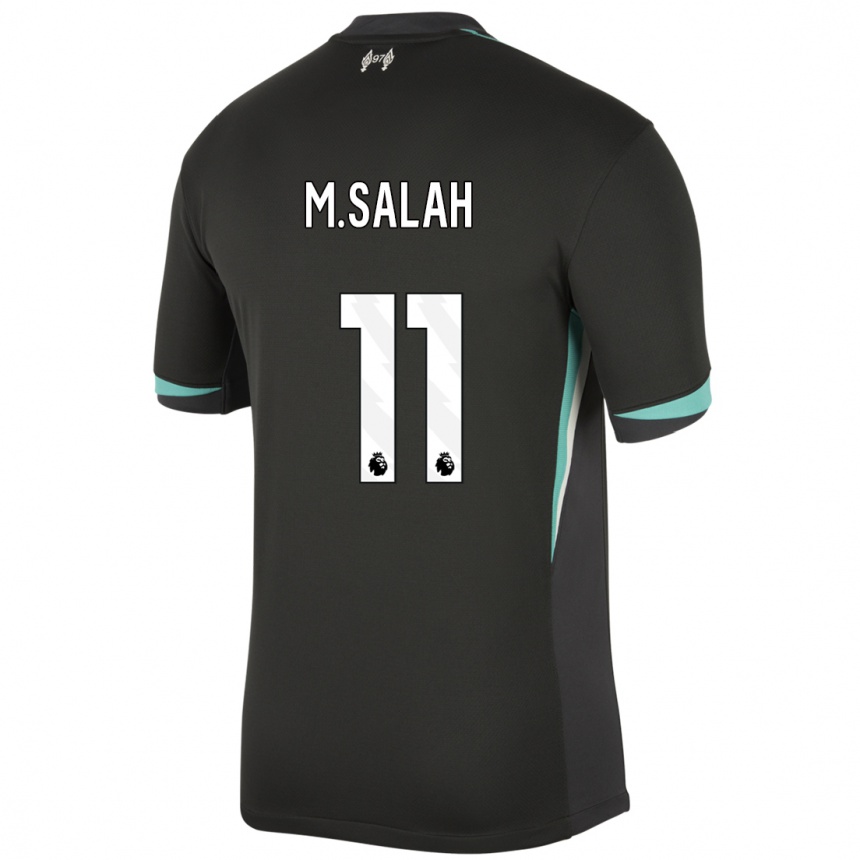 Kids Football Mohamed Salah #11 Black Anthracite White Away Jersey 2024/25 T-Shirt Uk