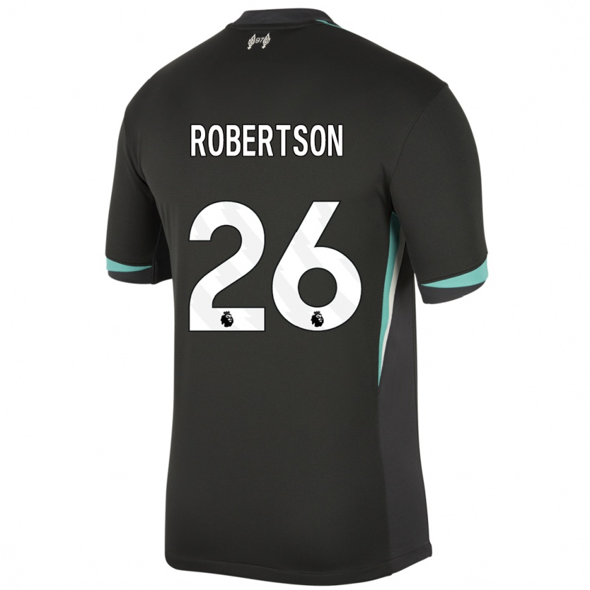 Kids Football Andrew Robertson #26 Black Anthracite White Away Jersey 2024/25 T-Shirt Uk