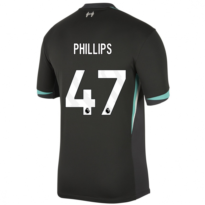 Kids Football Nathaniel Phillips #47 Black Anthracite White Away Jersey 2024/25 T-Shirt Uk